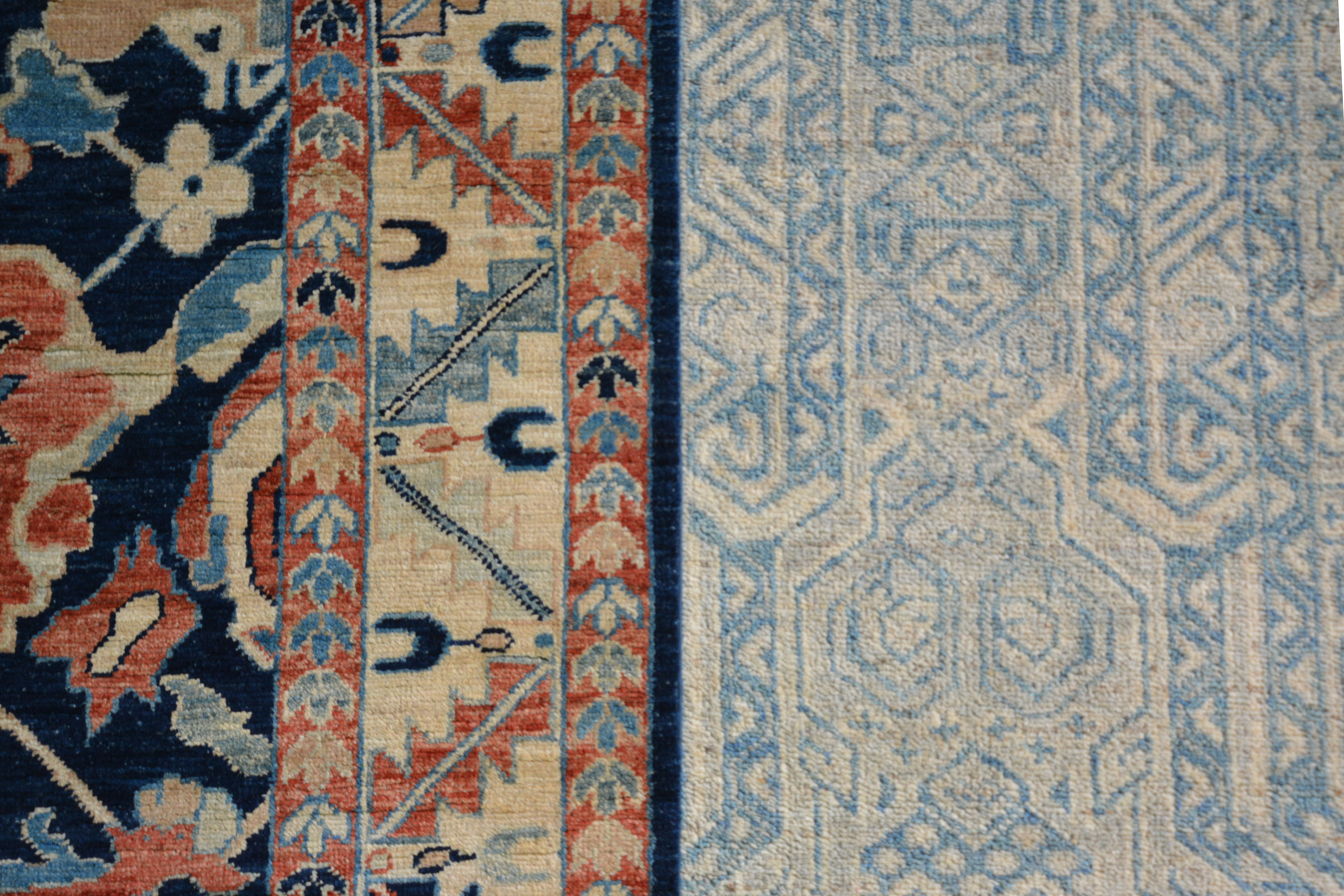 Two carpets of different contrast laying amongst each other to show each of their different intricacies.